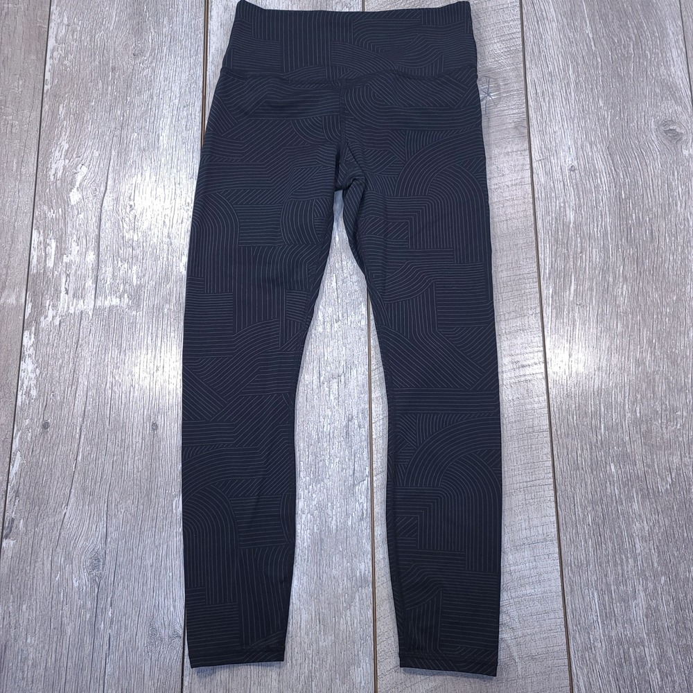 prAna Leggings Women Medium Black Geometric High Rise Activewear Yoga Tights